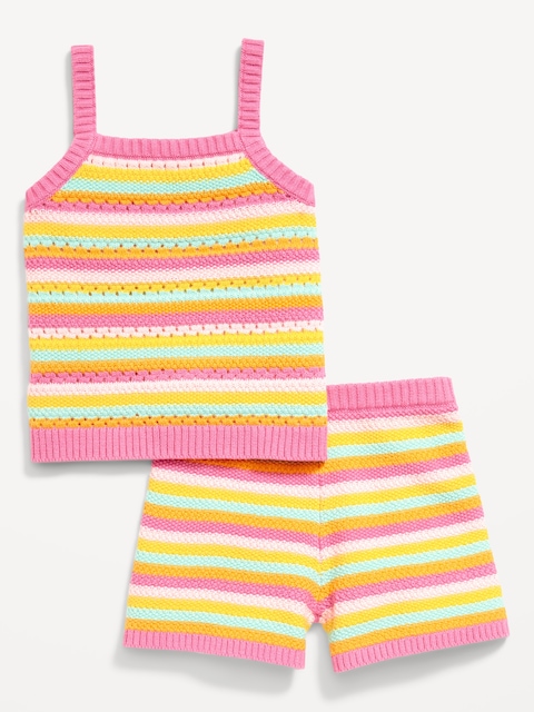 Sweater-Knit Cami and Shorts Set for Toddler Girls