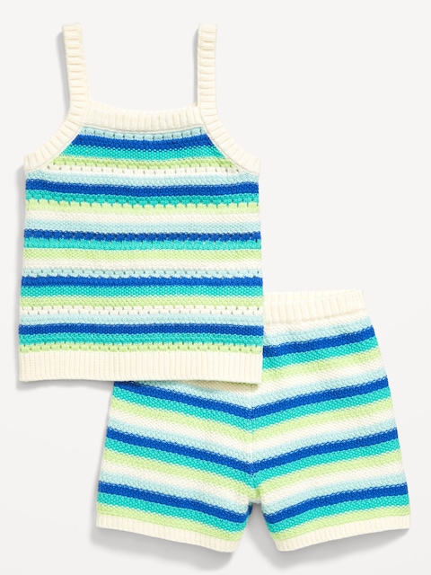 Ensemble camisole et short en tricot côtelé pour toute-petite fille