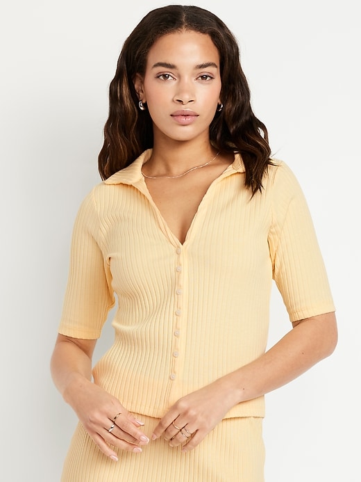 Image number 1 showing, Ribbed Button-Down Polo