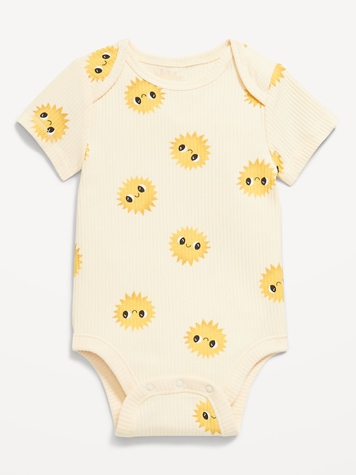View large product image 1 of 1. Unisex Printed Ribbed Short-Sleeve Bodysuit for Baby