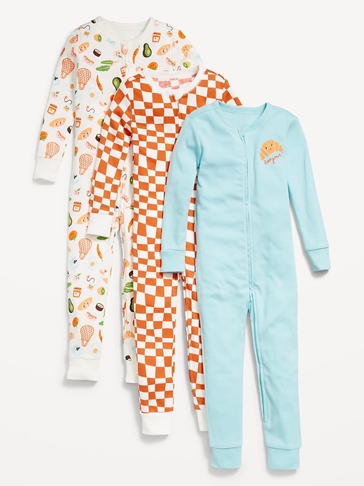 View large product image 1 of 1. Snug-Fit 2-Way-Zip Pajama One-Piece 3-Pack for Toddler & Baby