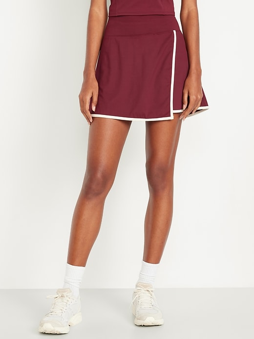 Image number 1 showing, High-Waisted PowerSoft Faux-Wrap Skort