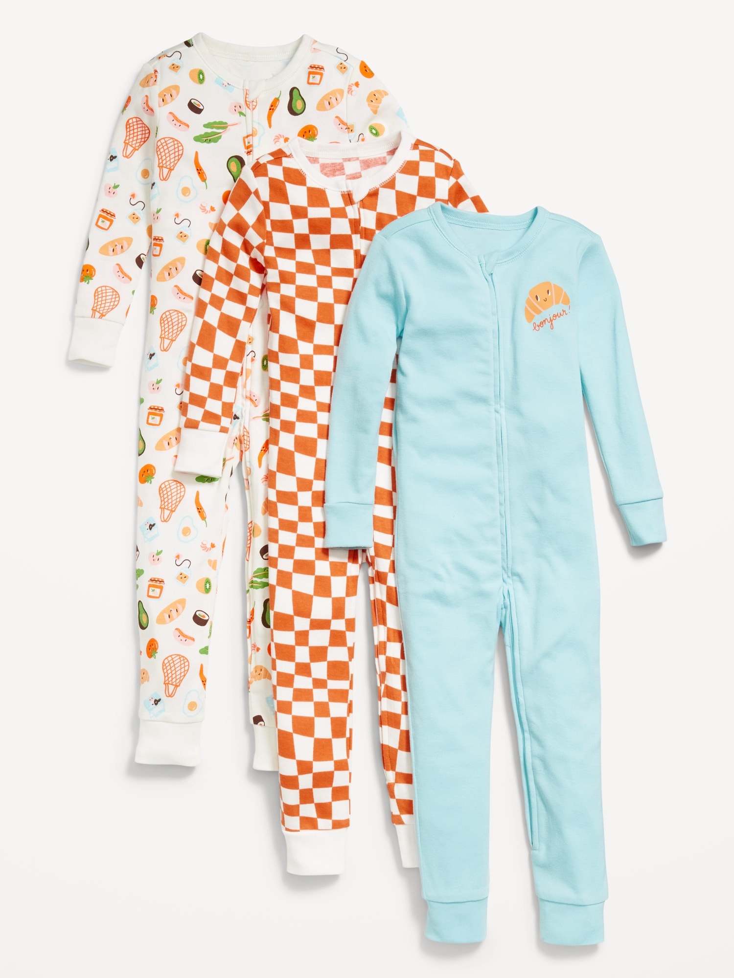 Snug-Fit 2-Way-Zip Pajama One-Piece 3-Pack for Toddler & Baby