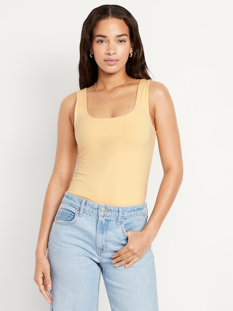 Double-Layer Scoop-Neck Tank Top