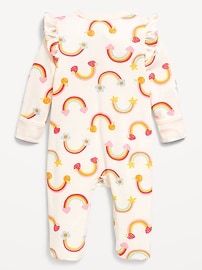 View large product image 3 of 3. 2-Way-Zip Sleep & Play Ruffle-Trim Footed One-Piece for Baby