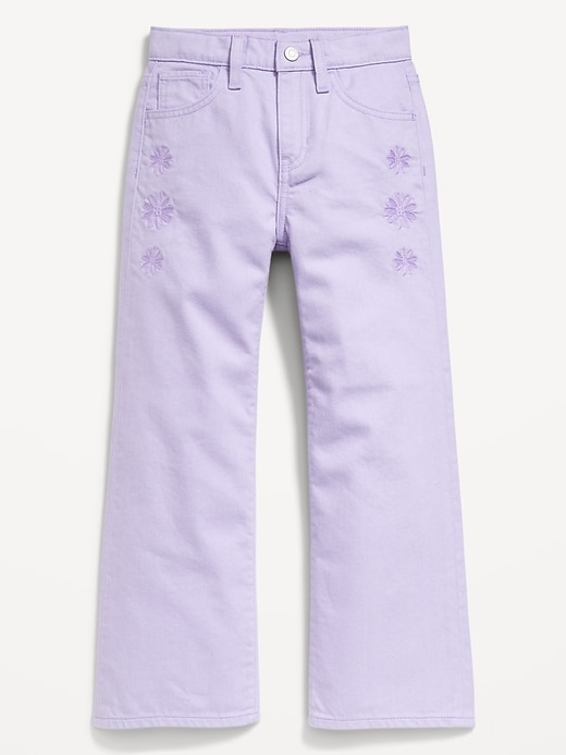 Image number 4 showing, High-Waisted Embroidered Baggy Wide-Leg Jeans for Girls