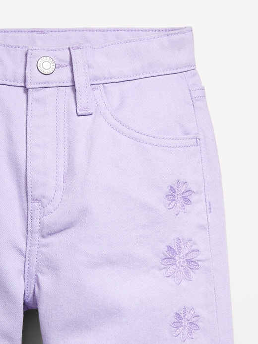 Image number 5 showing, High-Waisted Embroidered Baggy Wide-Leg Jeans for Girls