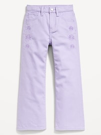 View large product image 4 of 5. High-Waisted Embroidered Baggy Wide-Leg Jeans for Girls