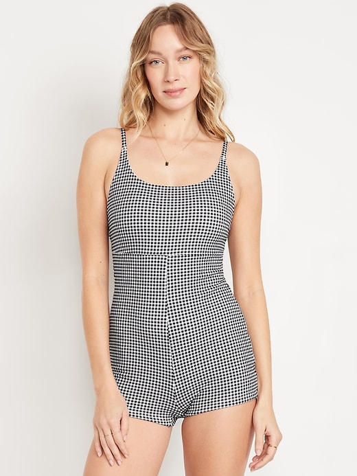 Image number 1 showing, Textured Swim Romper -- 2.5-inch inseam