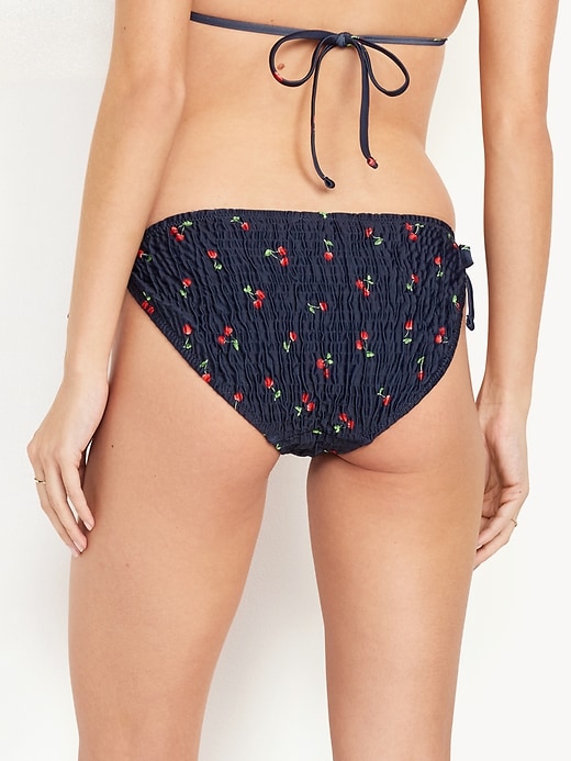 Image number 2 showing, Mid-Rise Textured String Bikini Swim Bottoms