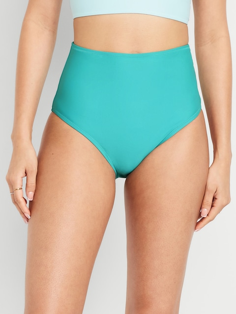 Matte High-Waisted Bikini Swim Bottoms