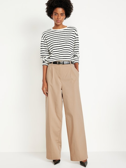 Extra High-Waisted Poplin Taylor Wide-Leg Trouser Pants