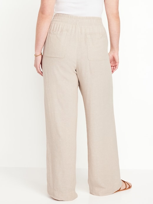 Image number 5 showing, High-Waisted Linen-Blend Wide-Leg Pants