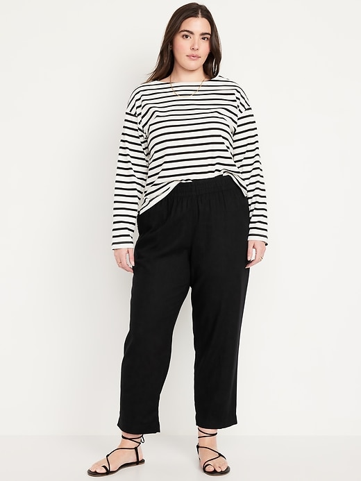 Image number 4 showing, Linen-Blend Straight Ankle Pants