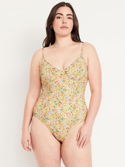 Image number 5 showing, Textured One-Piece Balconette Swimsuit