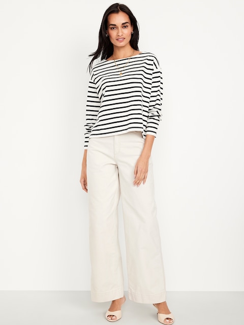 Pantalon matelot à jambe large et à taille très haute