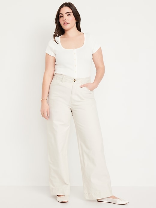 Image number 4 showing, Extra High-Waisted Mariner Wide-Leg Pants