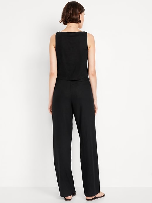 Image number 3 showing, Extra High-Waisted Linen-Blend Wide-Leg Trouser Pants