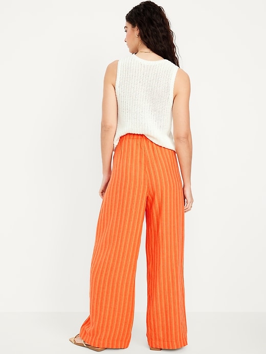 Image number 3 showing, High-Waisted Linen-Blend Super Wide-Leg Pants