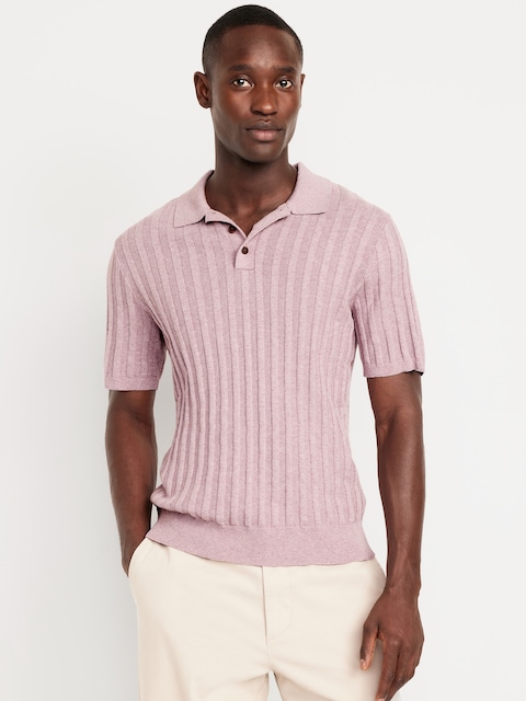 Ribbed Polo Sweater