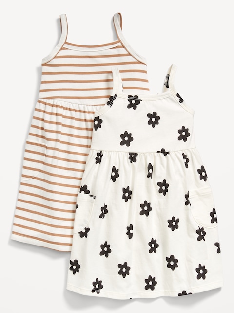 Sleeveless Pocket Jersey-Knit Fit and Flare Dress for Toddler Girls