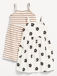 L'image numéro 1 présente Robe ajustée et évasée sans manches à poche en tricot de jersey pour toute-petite fille