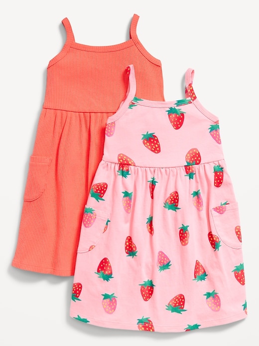 View large product image 1 of 1. Sleeveless Pocket Jersey-Knit Fit and Flare Dress for Toddler Girls