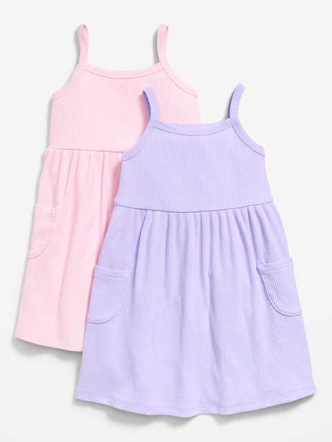 Sleeveless Pocket Jersey-Knit Fit and Flare Dress for Toddler Girls