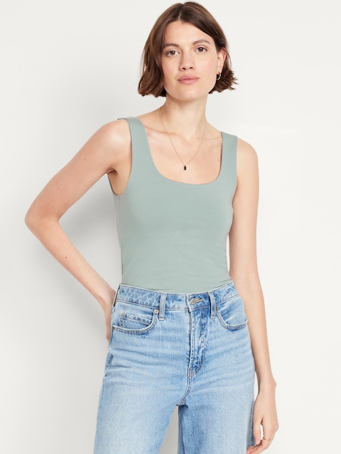 Double-Layer Scoop-Neck Tank Top