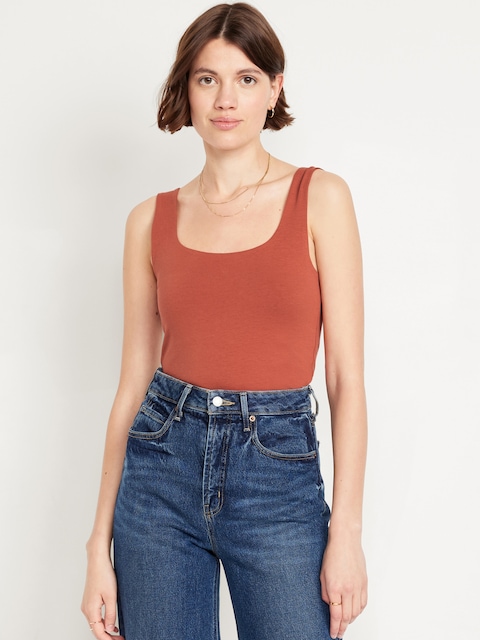 Double-Layer Scoop-Neck Tank Top