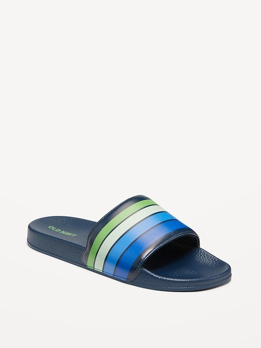 View large product image 1 of 4. Gender-Neutral Faux-Leather Pool Slide Sandals for Kids