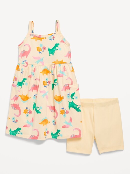 View large product image 1 of 1. Printed Sleeveless Dress and Biker Shorts Set for Toddler Girls