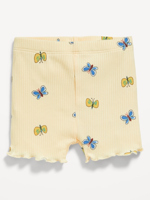 Ribbed Lettuce-Edge Biker Shorts for Baby