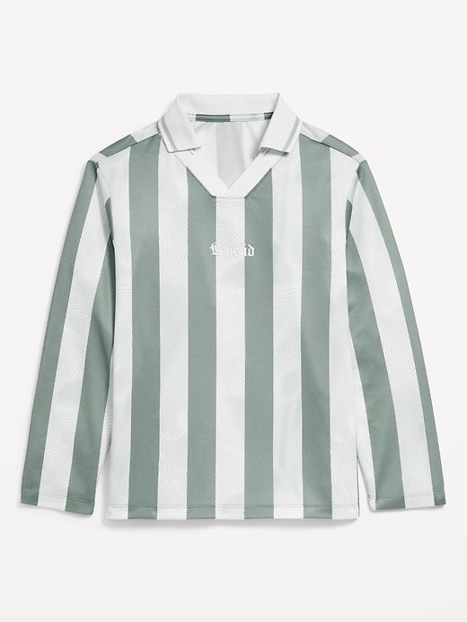 View large product image 2 of 2. Oversized Long-Sleeve Collared Performance Top for Boys