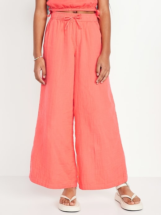 View large product image 1 of 3. Loose Printed High-Waisted Double-Weave Wide-Leg Pants for Girls