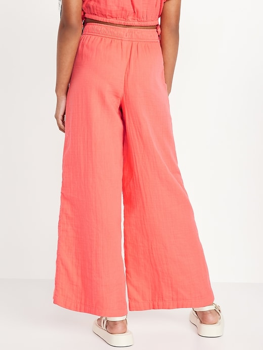 View large product image 2 of 3. Loose Printed High-Waisted Double-Weave Wide-Leg Pants for Girls