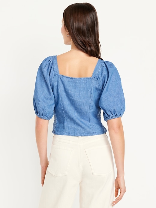 Image number 2 showing, Button-Down Puff-Sleeve Top