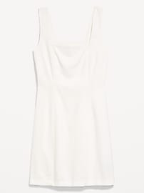 Square-Neck Linen-Blend Mini Dress