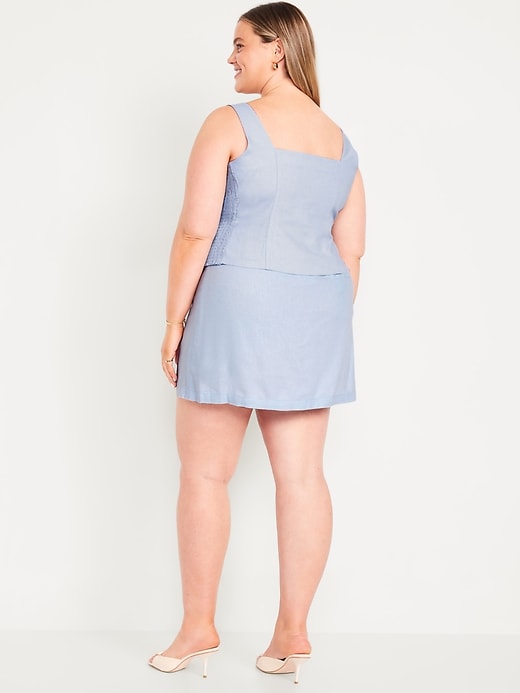 Image number 6 showing, High-Waisted Linen-Blend Mini Skirt