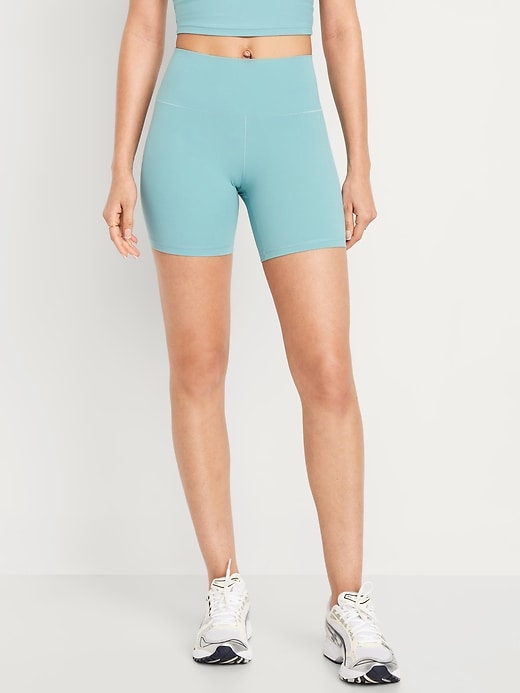 Image number 1 showing, High-Waisted StudioSmooth Biker Shorts -- 6-inch inseam