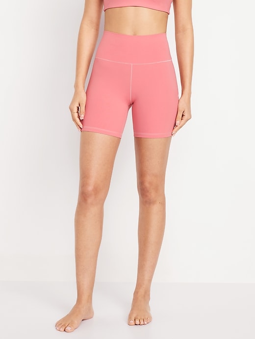 Image number 1 showing, High-Waisted StudioSmooth Biker Shorts -- 6-inch inseam