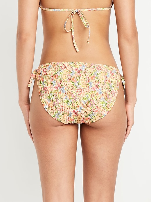 Image number 2 showing, Mid-Rise Textured String Bikini Swim Bottoms