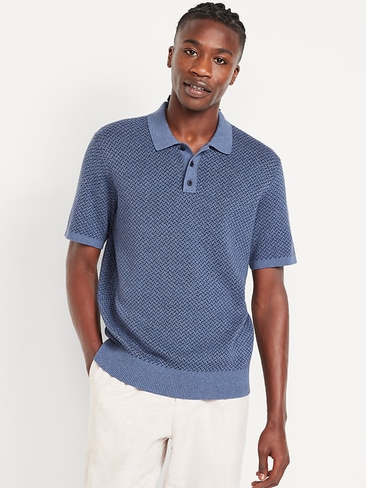 Image number 1 showing, Short-Sleeve Herringbone Polo