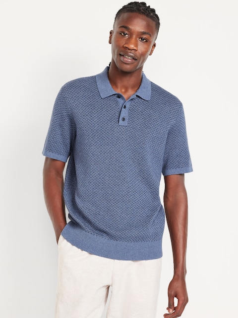 Short-Sleeve Herringbone Polo