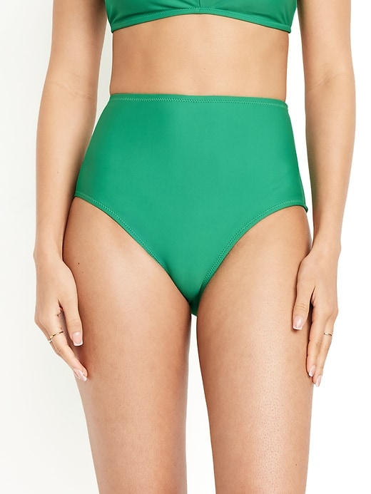 Image number 1 showing, Matte High-Waisted Bikini Swim Bottoms