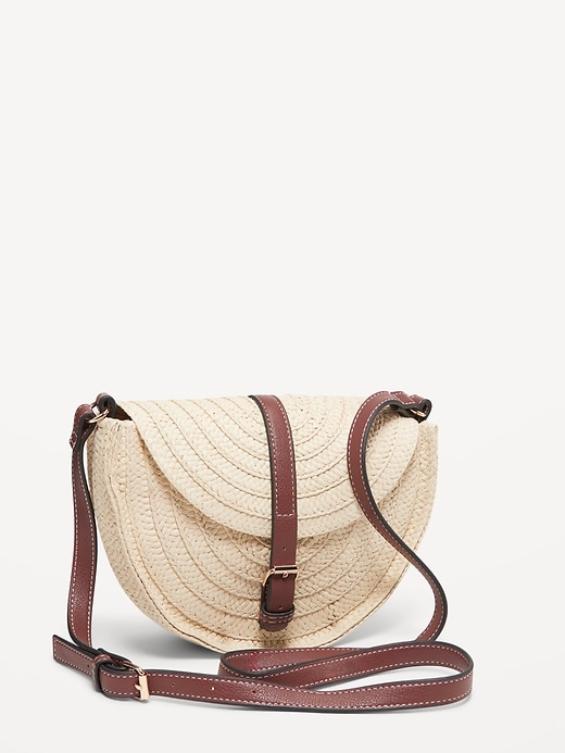 View large product image 1 of 1. Raffia Crossbody Bag