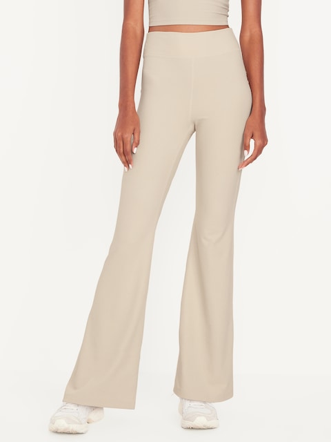 Legging PowerSoft évasé côtelé à taille très haute - Beige