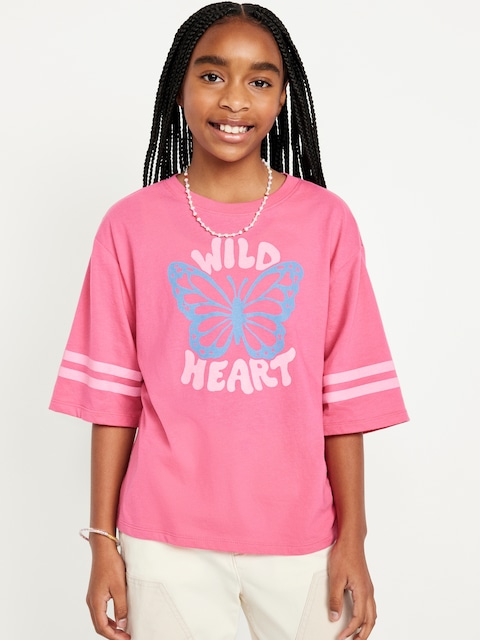 Oversized Short-Sleeve Graphic T-Shirt for Girls