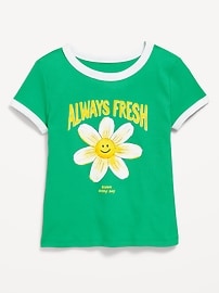 View large product image 3 of 4. Fitted Ribbed Graphic T-Shirt for Girls