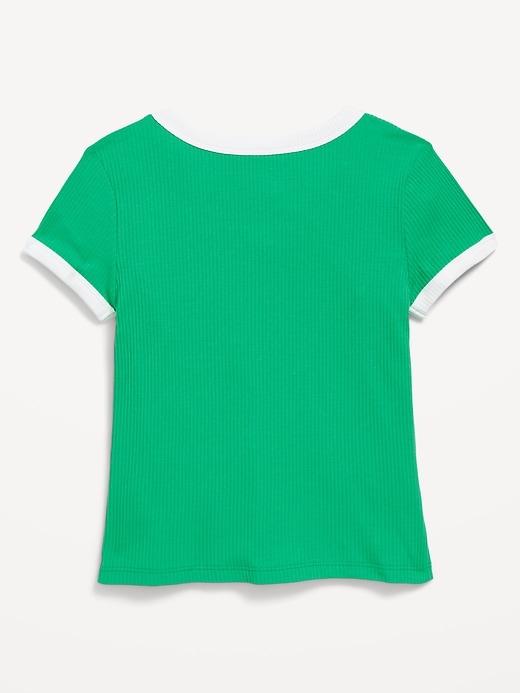 View large product image 2 of 4. Fitted Ribbed Graphic T-Shirt for Girls